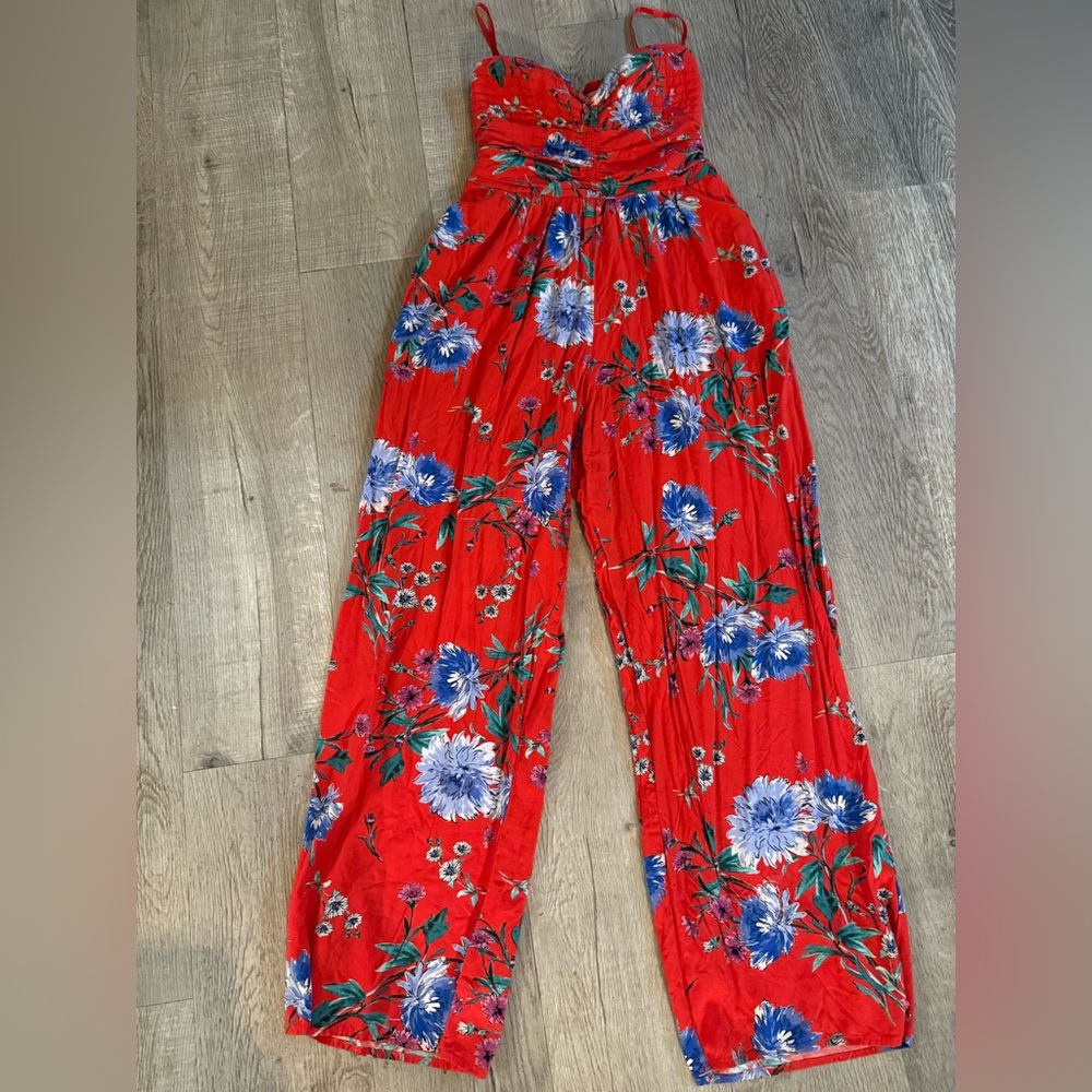 Band of Gypsies Red Floral Wide Leg Pants